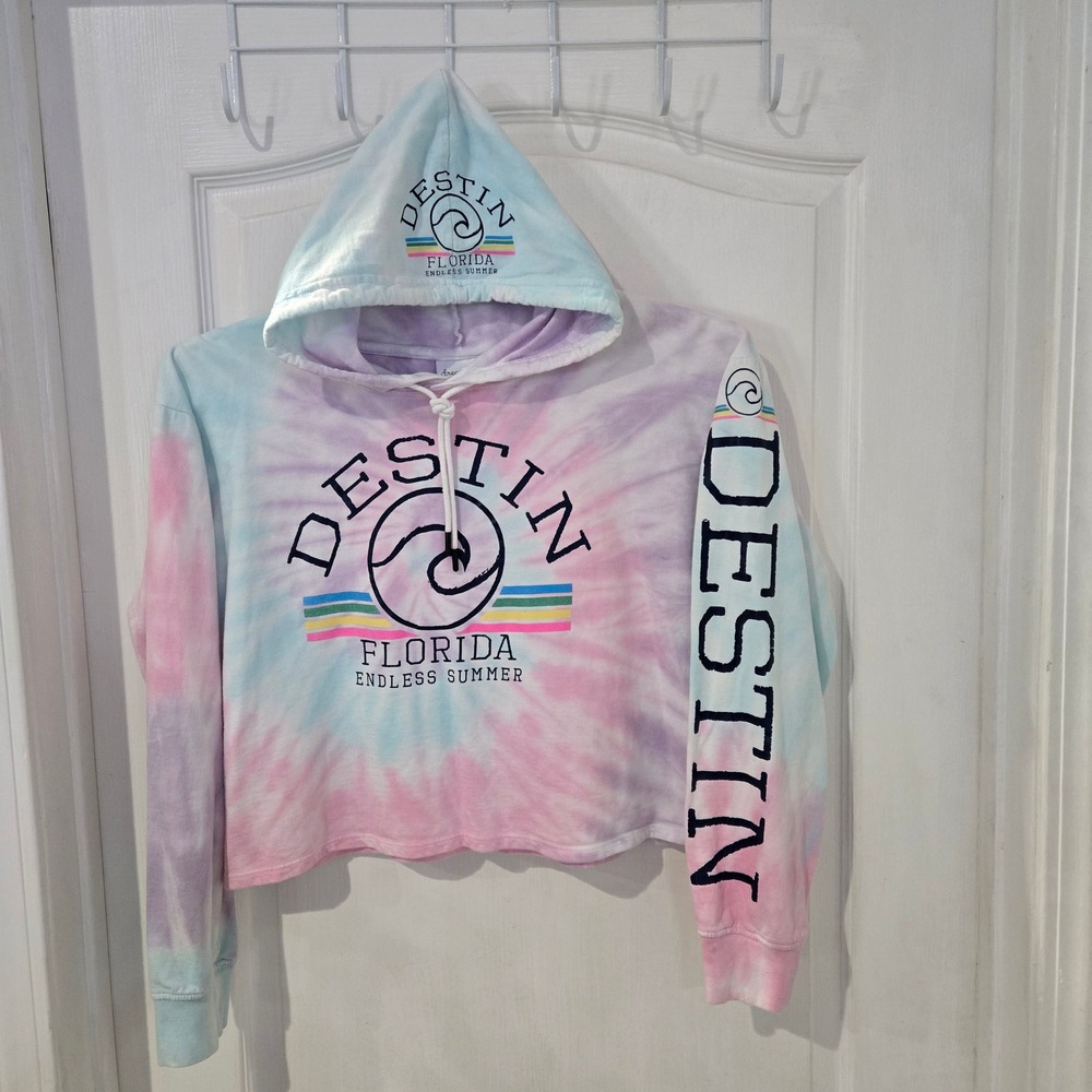 Dreamsicle Destin Florida Hoodie Womens Medium‎ PinkTie Dye Cropped beach swag